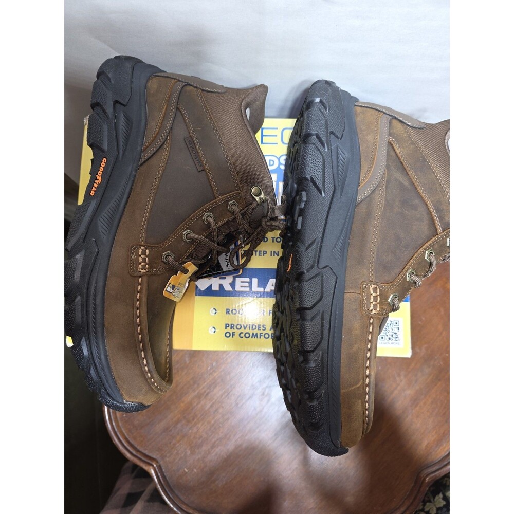 Skechers Slip-Ins Respected 2.0 Hagler Brown Boots Men's 11 Goodyear NWB - Picture 5 of 11